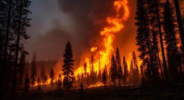 Forest Fire Burning in Woods photo
