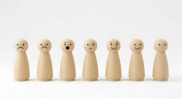 Wooden Figures with Different Facial Expressions photo