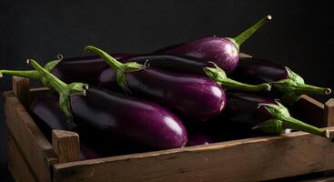 Eggplant in Wooden Crate photo