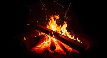 Bonfire with Flames and Logs photo