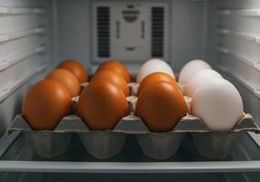 Carton of Eggs in the Fridge photo