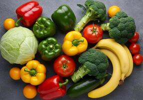 Variety of Fresh Vegetables and Fruits photo