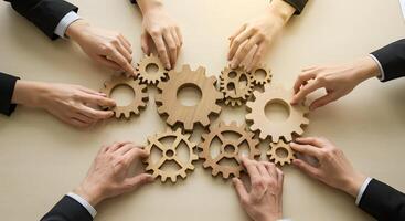 Teamwork with Wooden Gears photo