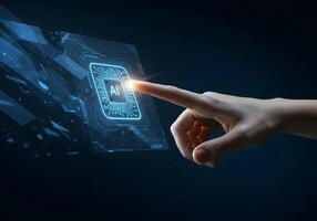 Ai Chip Touch, Hand Interacting with Technology photo