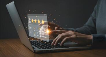 Customer Feedback on Laptop Screen with Five Stars photo