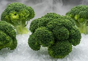 Fresh Broccoli on Ice. photo