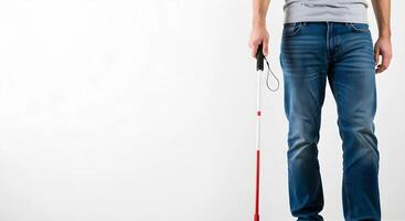 Person with White Cane and Jeans photo