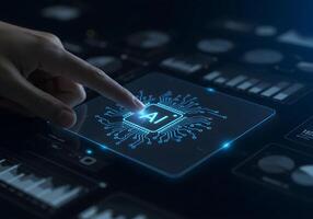 Artificial Intelligence Concept with Finger Pressing Icon photo