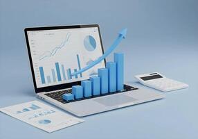 Financial Chart Growth Analysis on Laptop Screen photo