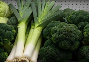 Leek Broccoli and Cabbage Still Life photo