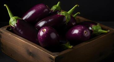 Eggplant in Wooden Box photo