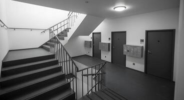 Staircase with Mailboxes and Doors photo