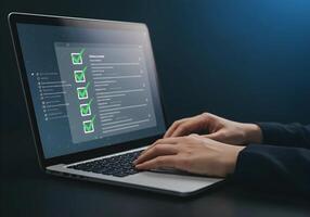 Checklist on Laptop Being Typed photo