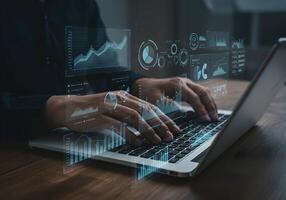 Laptop Data Analysis Using Chart, Diagram and Graph photo