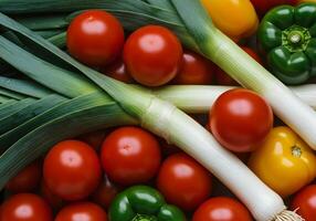 Tomato, Leek, Pepper Still Life photo