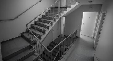 Stairway with Railing and Doors photo