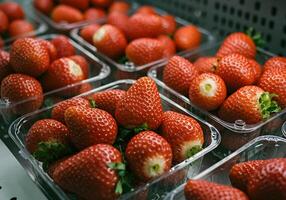 Fresh Strawberries in Plastic Containers. photo