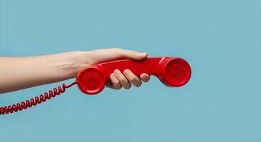 Red Phone Receiver Held by Hand photo