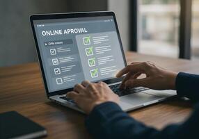 Online Approval on Laptop Screen photo