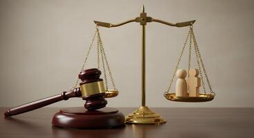 Gavel and Scale Balancing Figures photo
