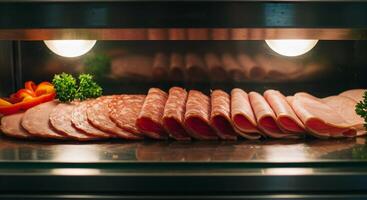 Sliced Meat Display with Pepper and Parsley photo
