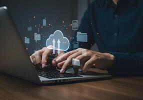 Cloud Data Transfer with Laptop for Online Storage photo