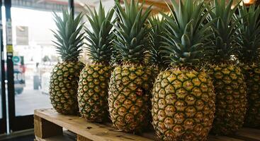 Pineapple Fruits on Wooden Pallet photo
