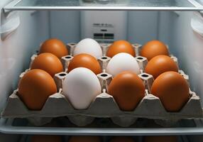 Chicken Eggs in Refrigerator photo