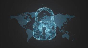 Digital Lock Over World Map photo