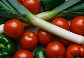 Tomato Leek and Pepper Still Life photo