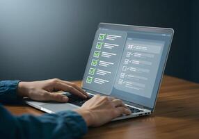Online Checklist on Laptop photo