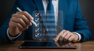 Checklist on Tablet with Stylus photo