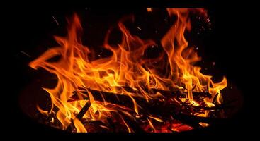 Burning Fire in dark photo