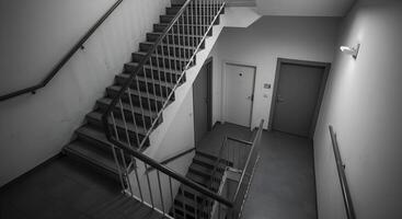 Staircase with Doors in Monochrome photo