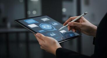 Tablet with Chatbot and Pen photo