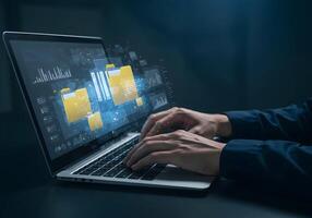 Laptop Data Management on Screen photo
