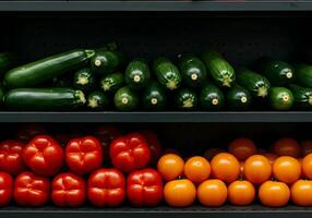 Zucchini Tomato and Vegetable on Shelf photo