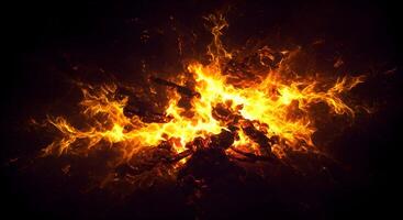Fire Burning in Dark photo