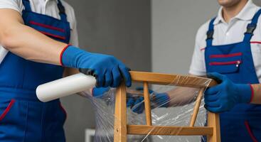 Chair Wrapped by Movers photo