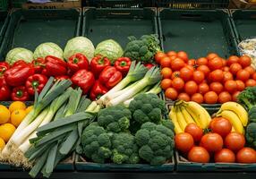 Fresh Produce Assortment on Display at Market photo