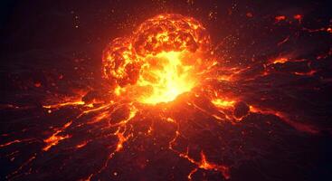 Volcano Eruption with Molten Lava and Intense Heat photo
