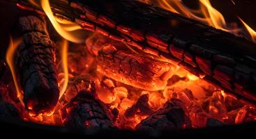 Burning Firewood Embers and Flames photo