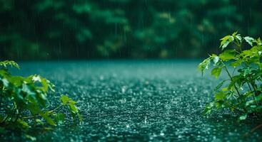 Rain Falling in Forest photo