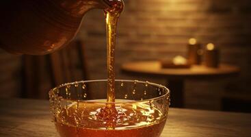 Honey Being Poured Into Bowl photo