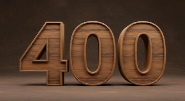 Wooden Number 400 Rustic, Three Dimensional Number Design photo