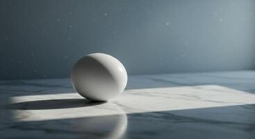 Serene White Sphere on Marble A Minimalist Study in Light and Shadow photo