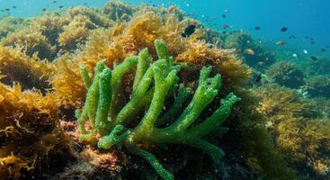 Vibrant Green Seawee Underwater Serenity in a Sunlit Reef photo