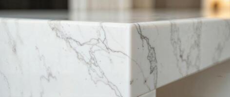 Elegant white marble countertop with natural gray veins photo