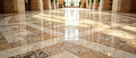 Shiny marble flooring with elegant geometric tile layout photo