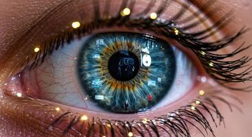 Mesmerizing Eye Digital Reflections in a Surreal Close-up photo